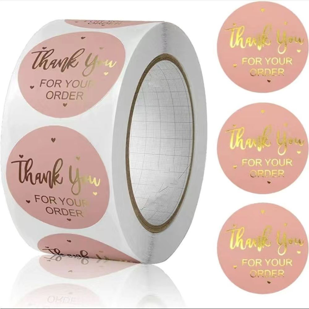500 1” Roll Pink Thank You FOR YOUR ORDER Stickers PRICE IS FIRM - Picture 1 of 5